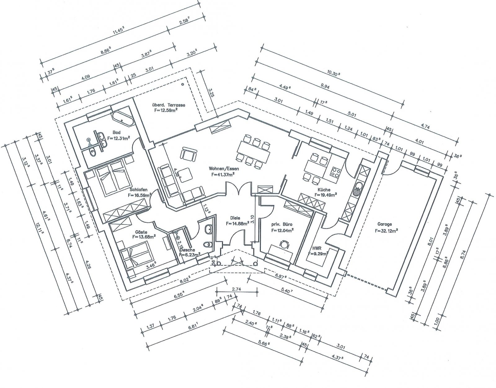 Hochwertiger Neubau-Winkel-Walmdachbungalow in schöner Parklage