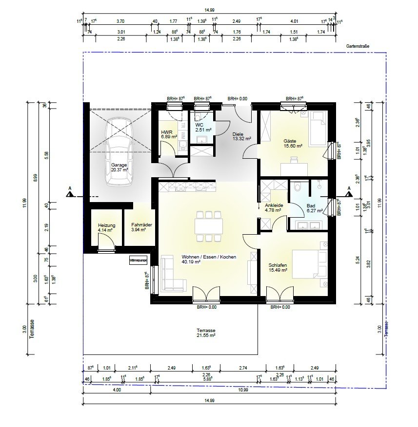 Zentraler geht es nicht! Eleganter Neubauwalmdachbungalow-KfW55 in Bestwohnlage (Lückenbebauung)!