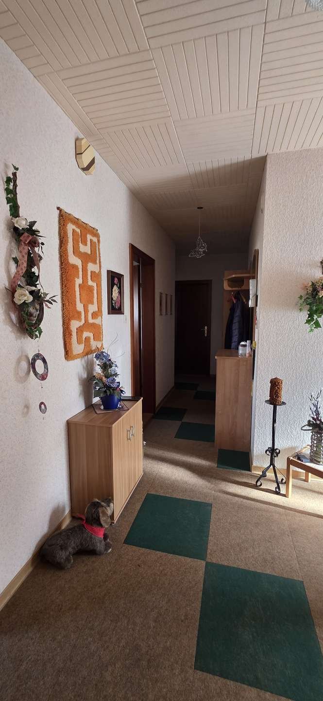 Degelijk huis met plat dak en idyllische tuin in een aangename woonwijk.