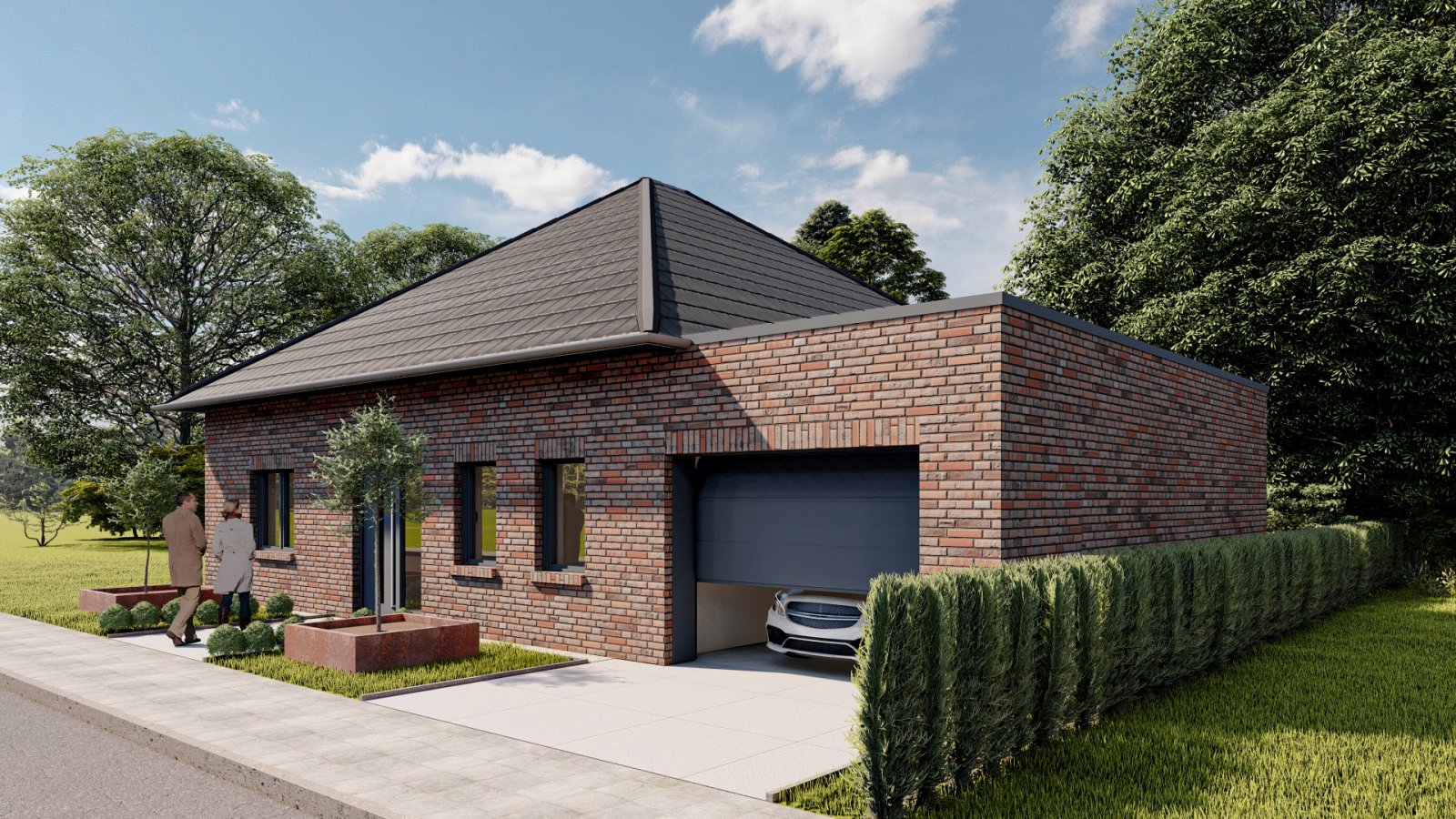 Zentraler geht es nicht! Eleganter Neubauwalmdachbungalow-KfW55 in Bestwohnlage (Lückenbebauung)!