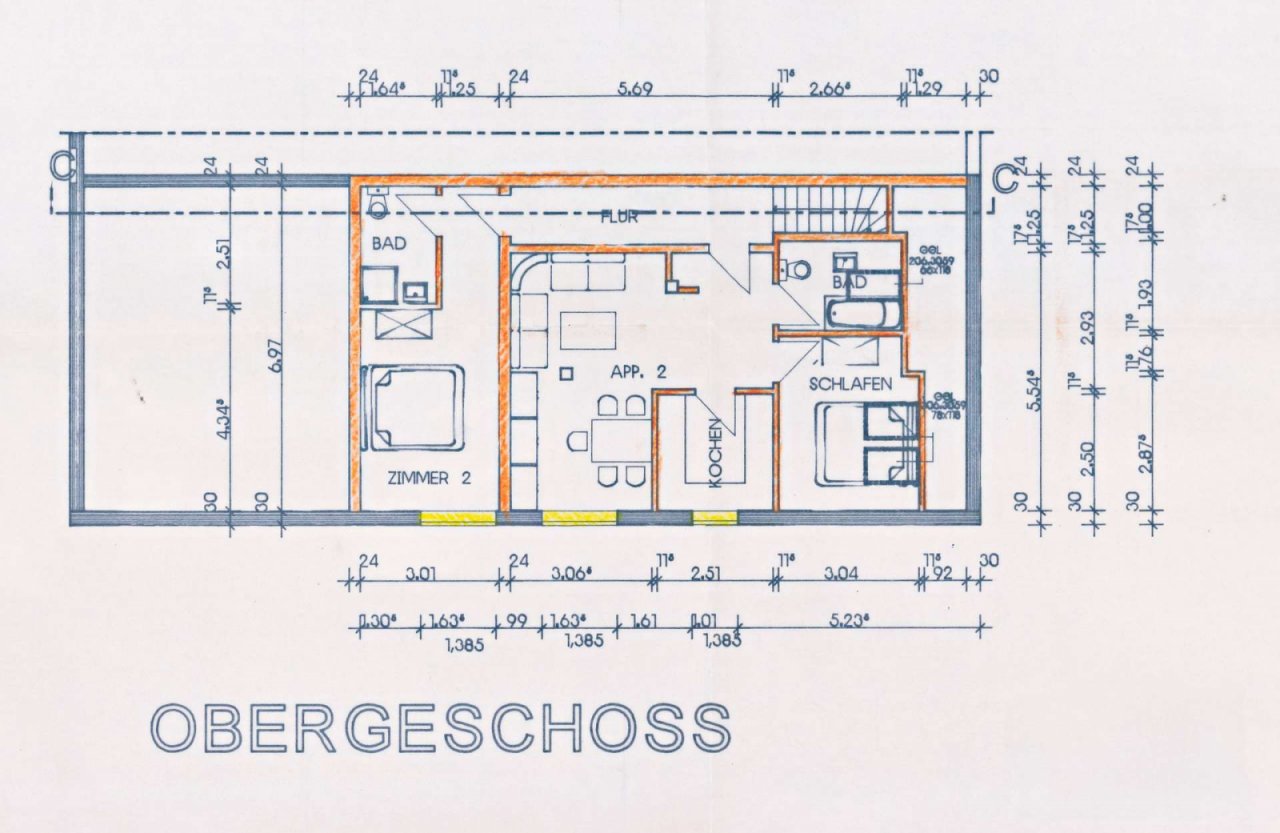 Plattegrond van vakantieappartement 1 op de bovenverdieping Plattegrond van vakantieappartement 1 op de bovenverdieping