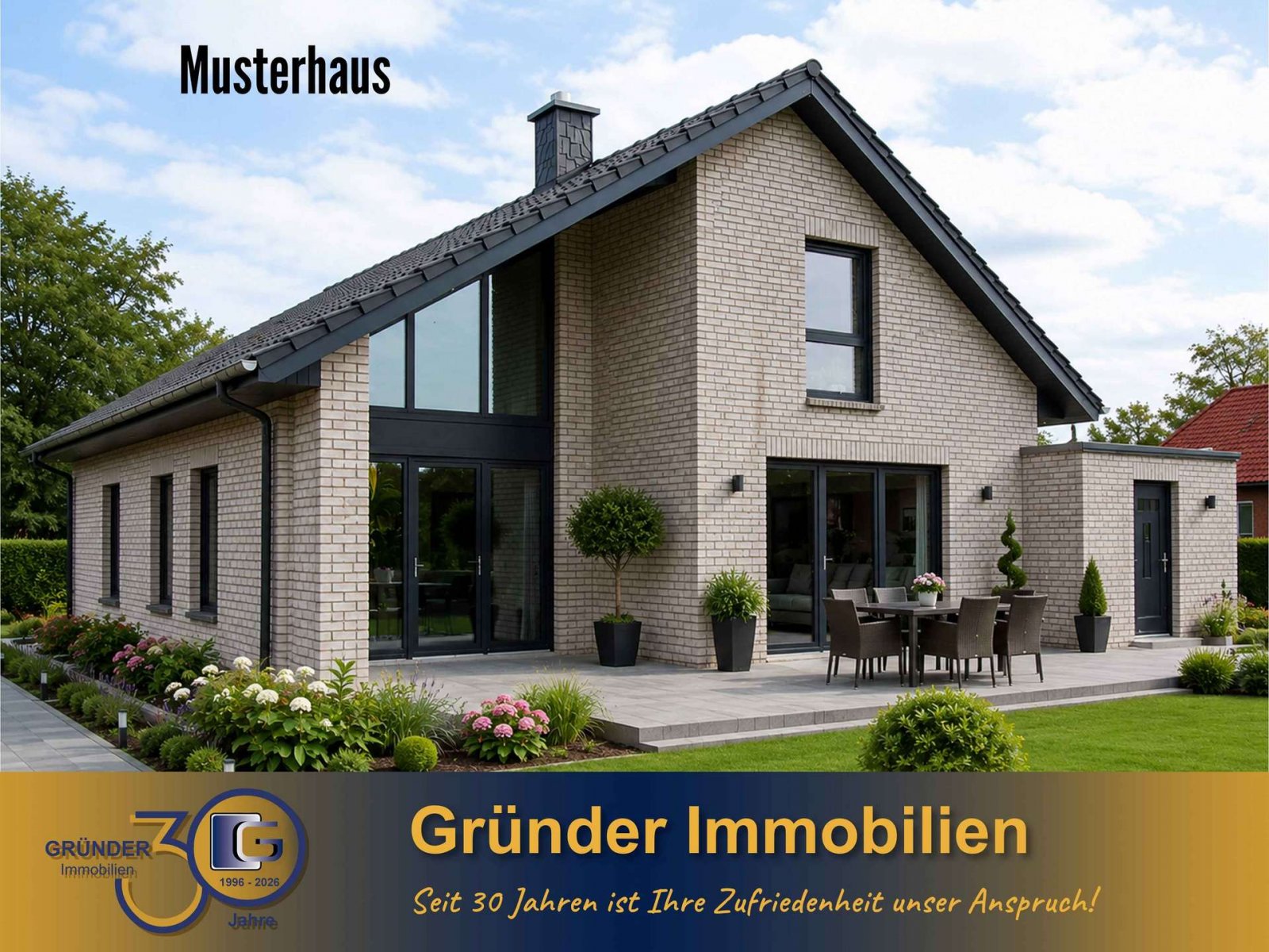 Geen commissie voor kopers! Licht, ruimte, design: uw klimaatvriendelijke bungalow met zadeldak! Geen commissie voor kopers! Licht, ruimte, design: uw klimaatvriendelijke bungalow met zadeldak!